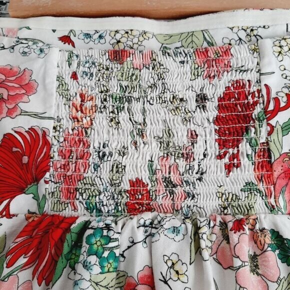 OLD NAVY Strapless Empire Waist Floral Mini Dress White Sz 8 - Picture 10 of 13